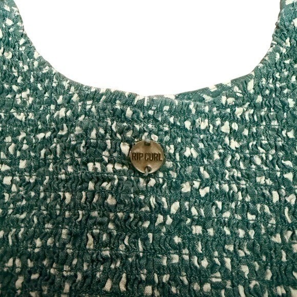 Rip Curl Linen Blend Ruched Crop Top Green Knotted Straps Button Front XS - Picture 4 of 10
